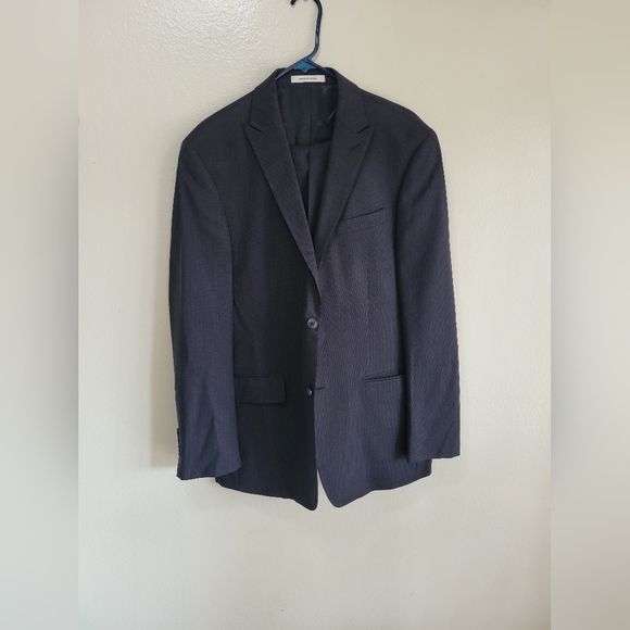 Kenneth Cole New York black 100% wool Jacket size 42R W35 & Pants Complete Suit